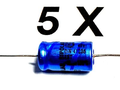 10uF, Bipolar, 40V, +105°, ±20%, axial, 10x18, EBT20GL210GB0W, Roederst. 5 Stück - Bild 1 von 4