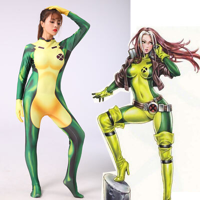 Cosplay X-Men Rogue Anna Marie Jumpsuit Superhero Adult Kids Bodysuit Zentai