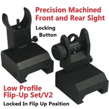No. 1 Quality Aluminum Spring Loaded Flip Up Low Profile Front & Rear Sights Set