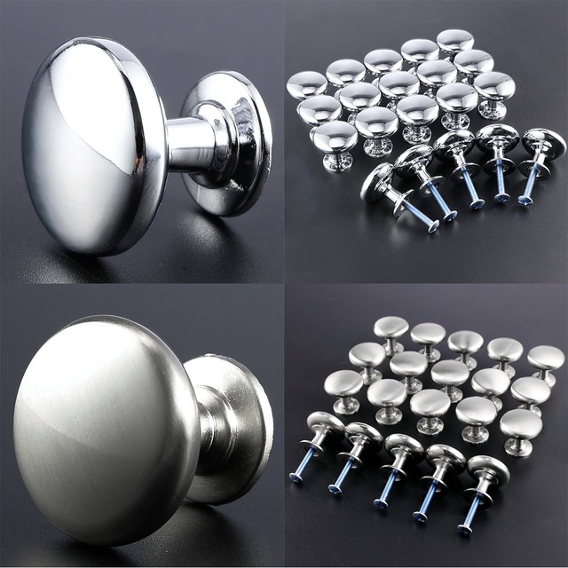Solid Satin Chrome Drawer Wardrobe Kitchen Cupboard Cabinet Door Knobs Handles