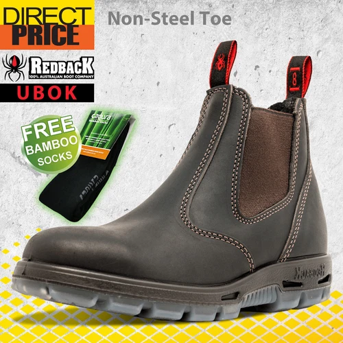 Redback UBOK Non Safety Work Boots. NO Steel Toe. Elastic Sided Bobcat Oiled Kip