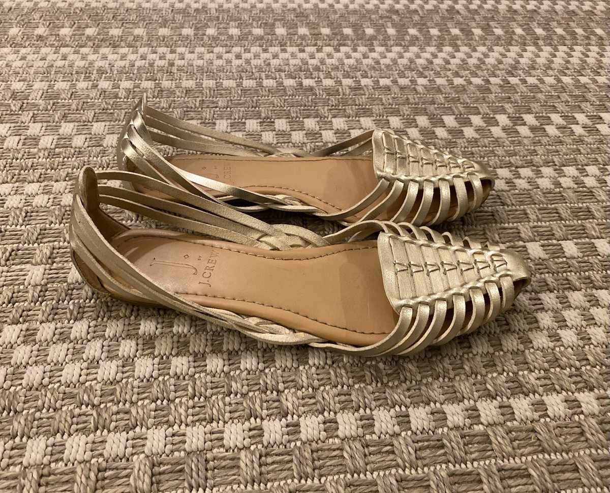 metallic huarache sandals