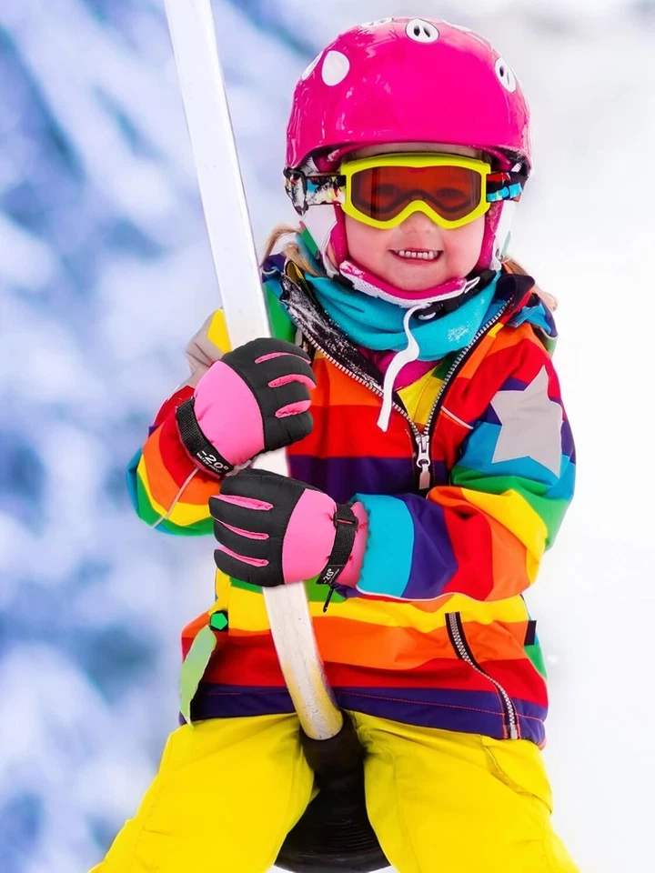 Guantes de esquí impermeables duraderos para niños - 4 pares de equipo de camuflaje de felpa cálida Foto 4 de 4