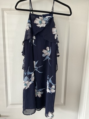 Skies Are Blue Womens Navy Blue Floral Like Print Dress Size Large
