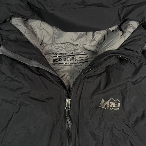 REI Stormhenge 850 Down Jacket Mens Large Black Waterproof Breathable Hooded image 2
