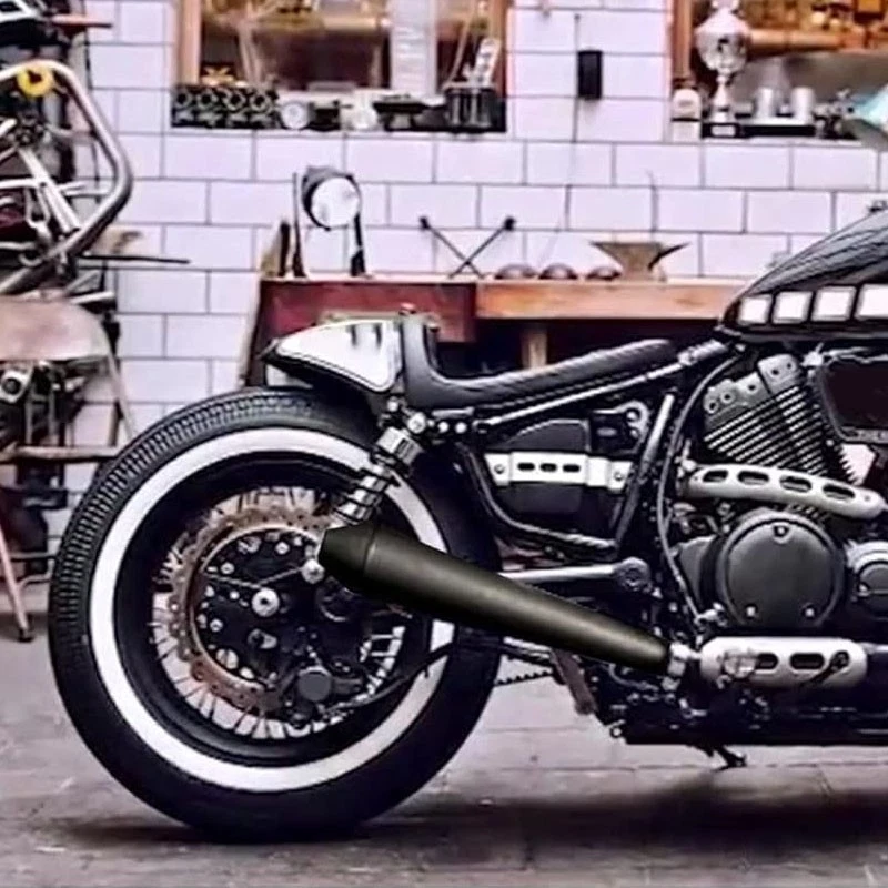 2x17.5" Universal Motorcycle Motorbike Exhaust Pipe Muffler Fits For Cafe/Racer Foto 4 de 4