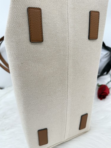 AUTÉNTICO NUEVO CON ETIQUETAS Bolso de Viaje Strathberry Repelente al Agua Algodón Lona y Cuero-Crudo - Imagen 13 de 22