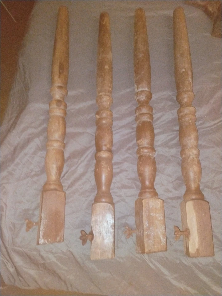 4 husillos/banzadores de madera vintage 29" x 1 3/4" GA43 Foto 3 de 4