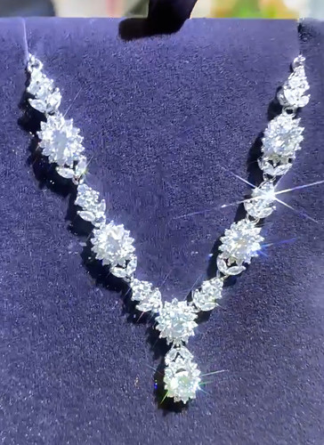 3 Carat Round Cut Moissanite Tennis Chain 925 Sterling Silver Necklace for Women
