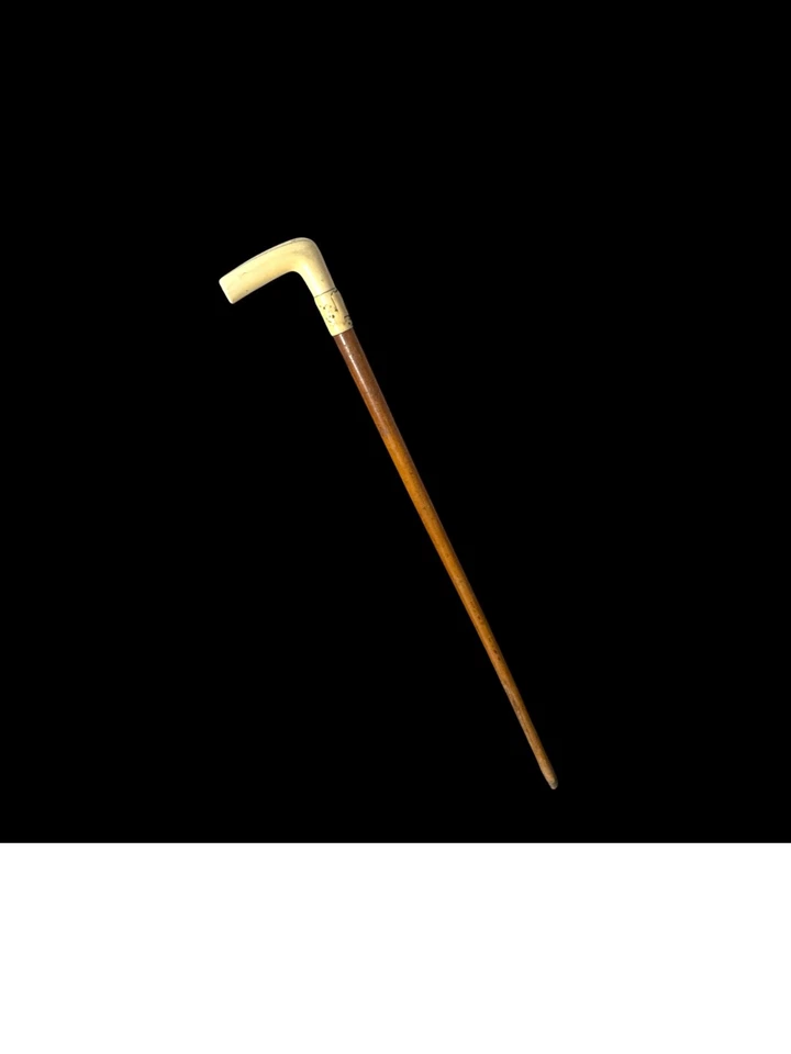 canne de marche ancienne en os sculpté - Photo 4/4