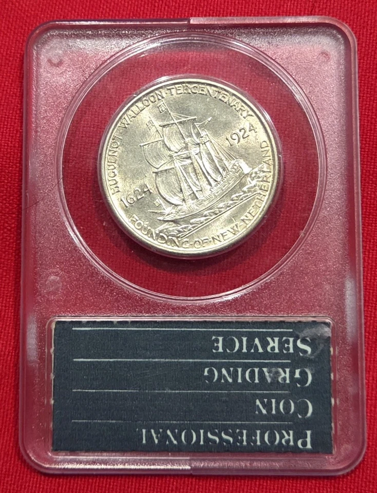 1924 Huguenot Commemorative Half Dollar  MS-63 Rattler - Nice Luster! ☀️ - Image 2 of 2