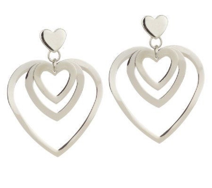 QVC Steel by Design Stainless Steel Graduated Heart Earrings
