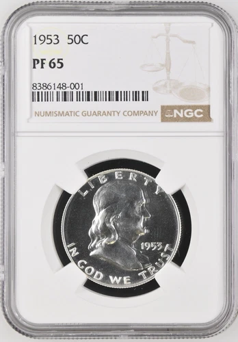 1953 PROOF FRANKLIN HALF DOLLAR 50C, NGC PF65