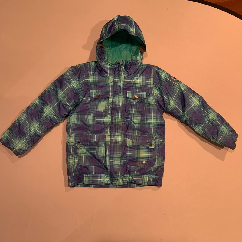 Burton Girl's Snowboarding Blue Plaid Jacket Size XL (14/16)