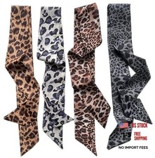 4 Pack Long Floral Skinny Scarf For Women,Headband Hair band Ribbon Brown