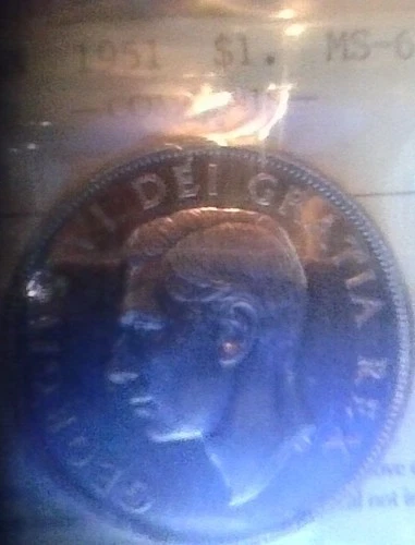 1951  KING GEORGE Canadian silver dollar. MS-63 ICCS (xap 054)- combined  s/h