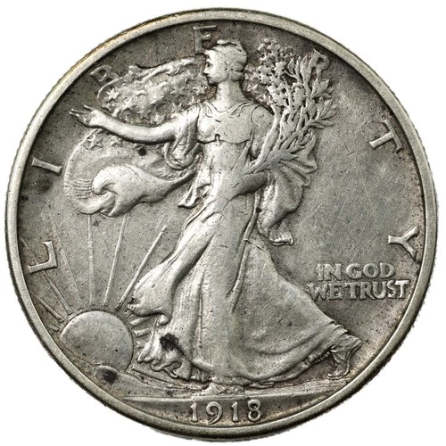 1918-S San Francisco Walking Liberty Half Dollar 50C Extremely Fine XF+