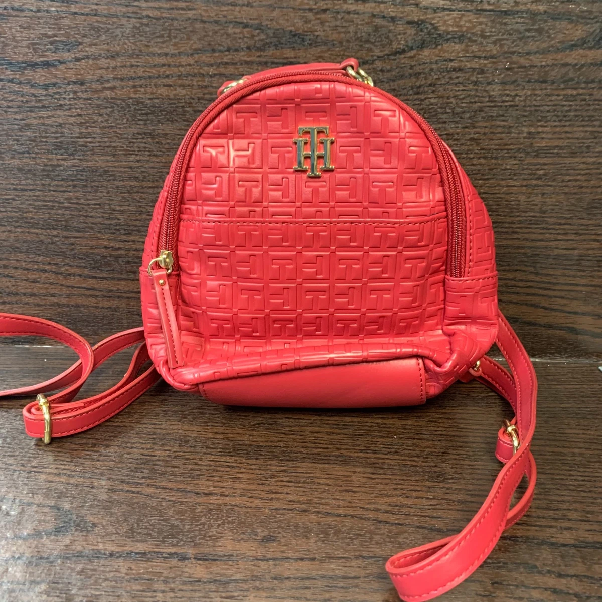 Red Women\'s Backpack with Wave Stitch Accent Backpack Red Bags & Handbags for Women for sale | eBay main image 2