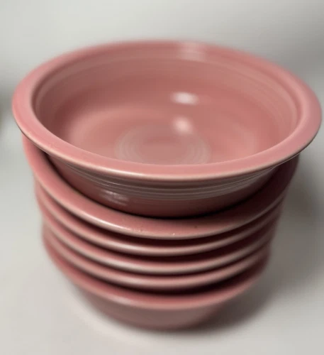 6- Fiesta Fiesta ware Cereal Bowl Homer Laughlin Fiesta Rose Pink 6.75”