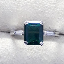 Natural Teal Sapphire Ring 925 Sterling Silver Engagement Wedding Jewelry