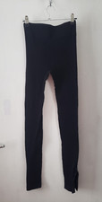 Women's Black Ribbed Skinny Leggings Zip Ankles Size M