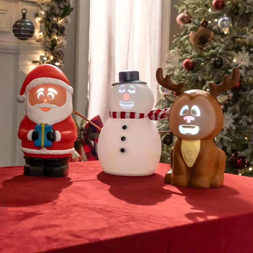 Boneco de neve animado piscando falando decoração de Natal com projetor e alto-falante integrados - Imagem 2 de 4
