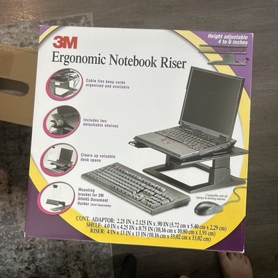 3M Ergonomic Notebook Riser Laptop Stand, Adjustable, Detachable, Black