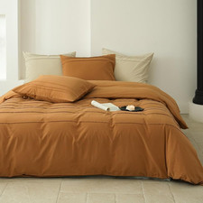 100 Washed Cotton Duvet Cover Set   Soft  Cozy Summer Comfort, Pleated Texture