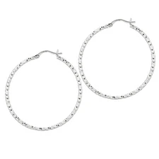 1.5" 2mm X 40mm Diamond Cut Hoop Earrings Real 925 Sterling Silver 