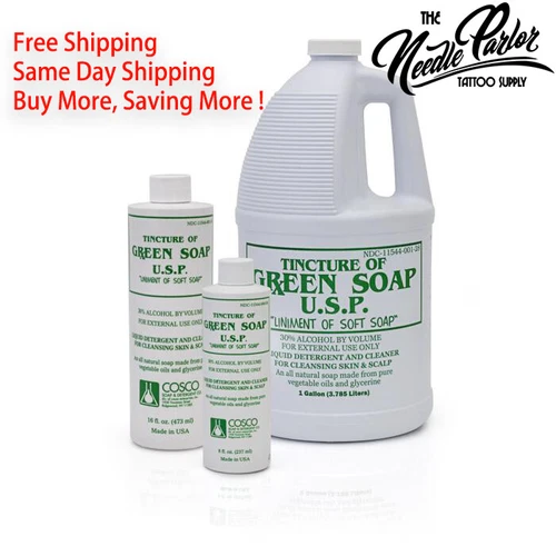 COSCO Pure Green Soap - Tattoo Medical Supplies 8oz/1-pint(16oz)/1-gallon(128oz) - product listing photo