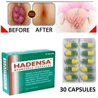 HADENSA Antibacterial Herbal Treatment Internal Pilles Pain Relief (30 Capsules)