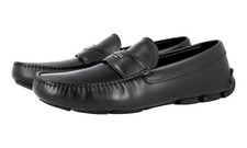 LUXURY PRADA LOGO DRIVING SHOES 2D2170 BLACK LEATHER NEW US 12.5 EU 45,5 46