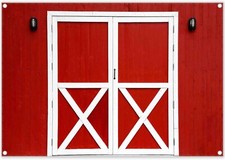 84x60inch Red Barn Door Photography Backdrop Western Farm Friendsgiving Backg...