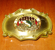 Vintage Large Mouth Bass Belt Buckle Fishing Patriotic 1978 Belt Buckle