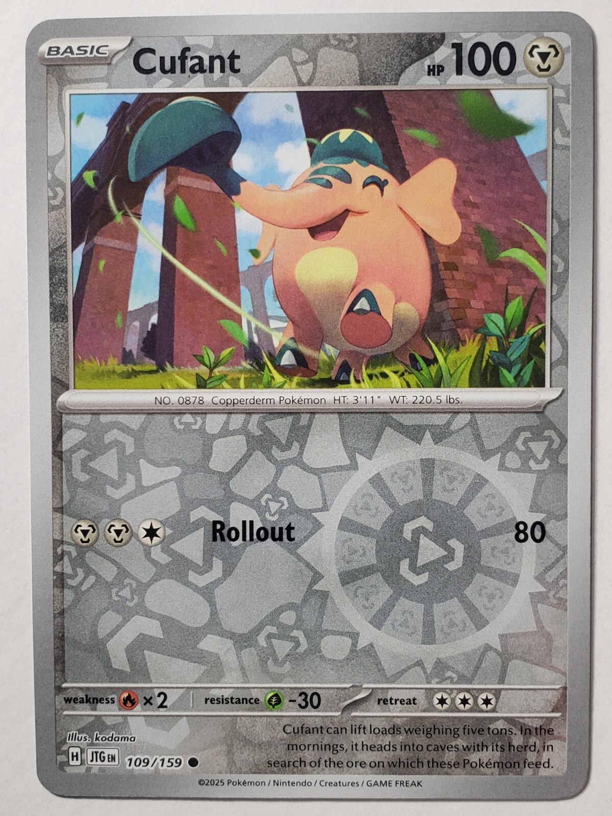 REVERSE HOLO Cufant 109/159 NM / M - Journey Together Pokemon Card - kodama Art