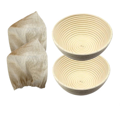 2 Set 7 Inch Bread Banneton Proofing Basket, & 2 Linen Liner