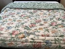 Vtg Croscill King Comforter Reversible Floral & Leaf Pattern Excel. Condition