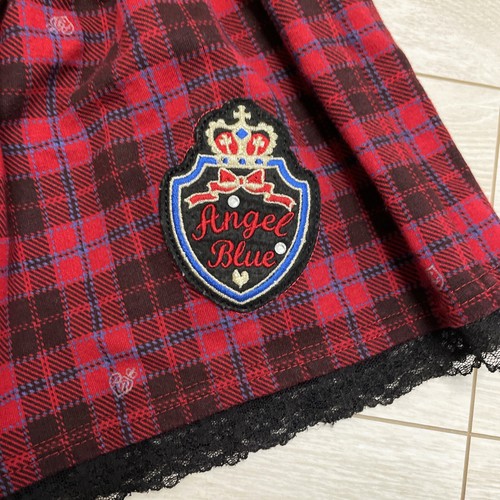 Angel Blue Divided Skirt Shorts 160 Red Check Y2K Grunge Hime mezzo piano Japan - Picture 8 of 15