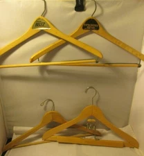 4 vintage Wooden Suit Hangers Revco Diplomat Beltz Fifth Ave.