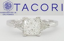Simply TACORI 1.35 ct LEO Princess Cut Diamond 3-Stone Platinum Engagement Ring