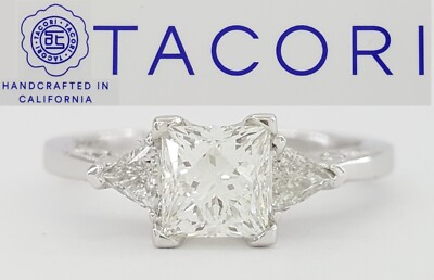 Simply TACORI 1.35 ct LEO Princess Cut Diamond 3-Stone Platinum Engagement Ring
