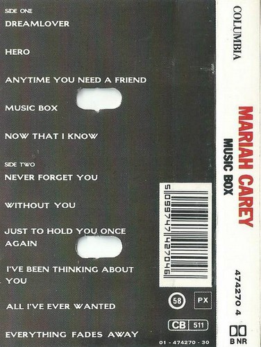 MARIAH CAREY MUSIC BOX CASSETTE ALBUM inc. Bonus track RnB/Swing, Downtempo - Picture 3 of 10