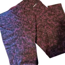 Hurley Womens Leggings Large Reversible Pur Black Heather Yoga Pants Jogger NWT