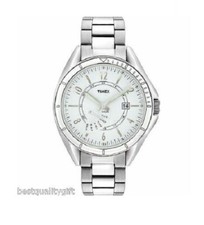 NEW-TIMEX SILVER STAINLESS STEEL WHITE DIAL RETROGRADE WATCH-T2M434