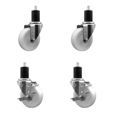 4 Inch SS Nylon Wheel Swivel 1-3/4 Inch Expanding Stem Caster Set 2 Brakes SCC