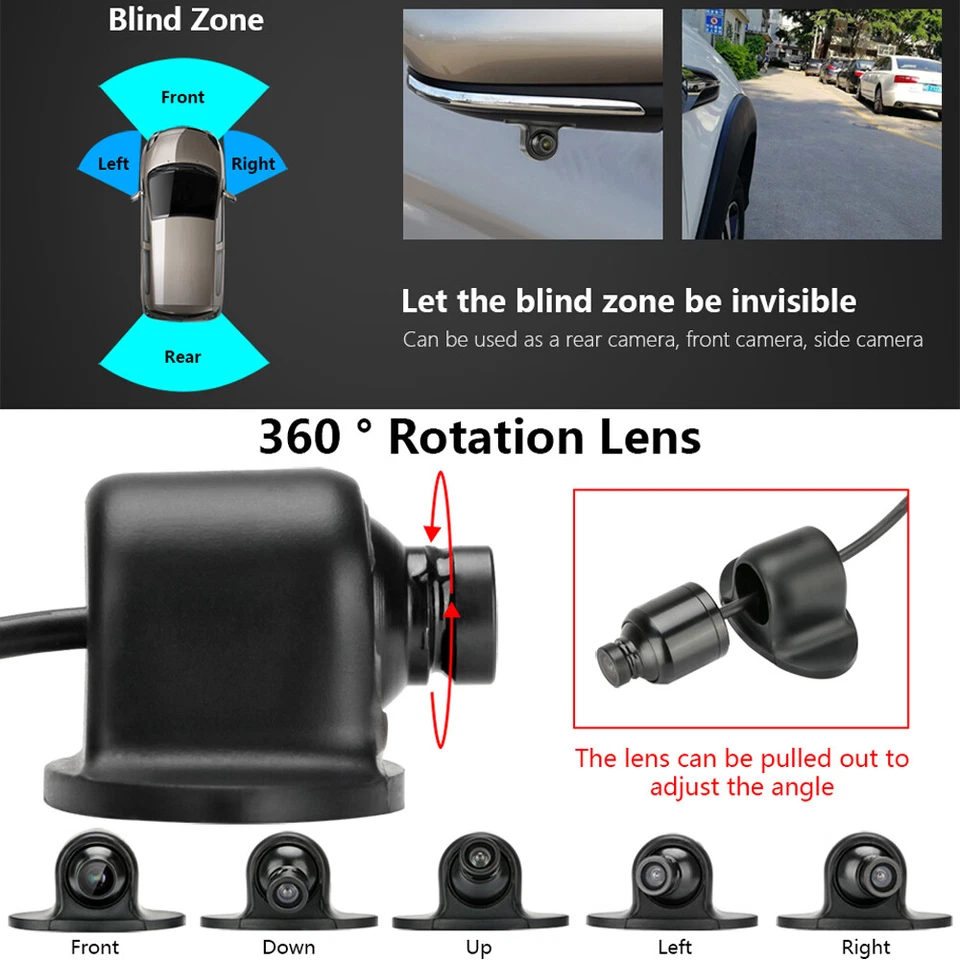 360° CCD Car Front/Side/Rear View Reverse Backup IR Night Vision Parking Camera- - Image 3 of 4