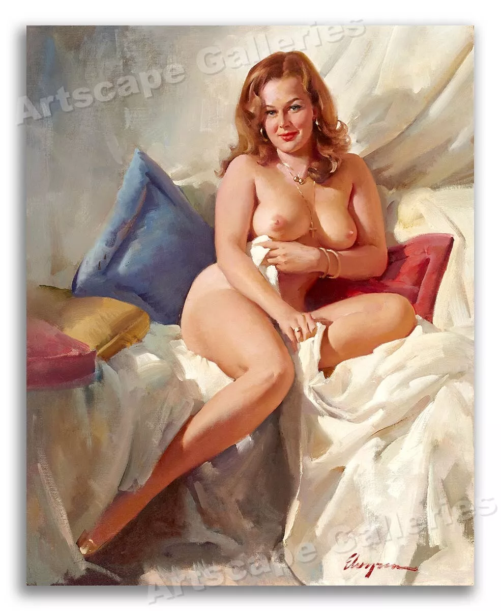 Elvgren 1960s Strawberry Blonde Pin-Up Girl Nude Portrait Poster - 20x24  | eBay