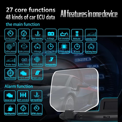 Velocímetro de proyección HUD espejo navegación pantalla frontal OBD2 GPS HUD para automóvil - Imagen 17 de 24