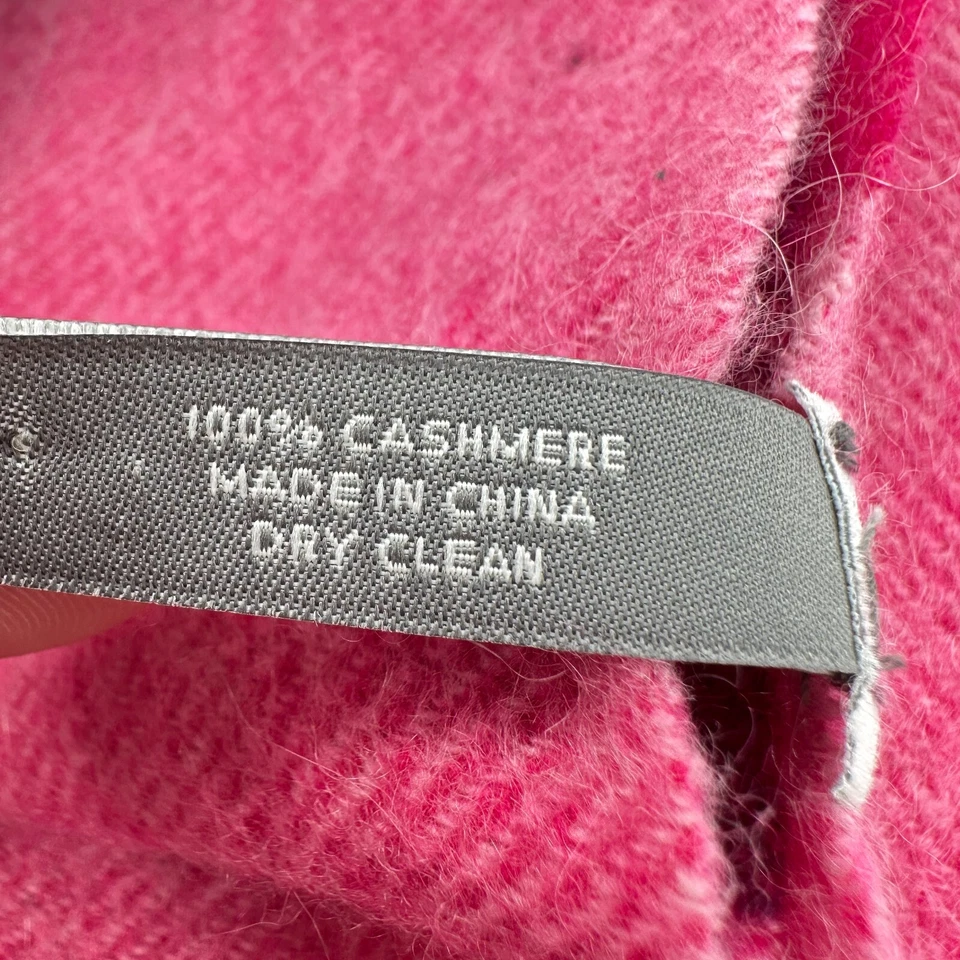 Ann Taylor Cashmere Scarf Long Pink Ombre Color Block Stripe Fringe Quiet Luxury - Image 4 of 4