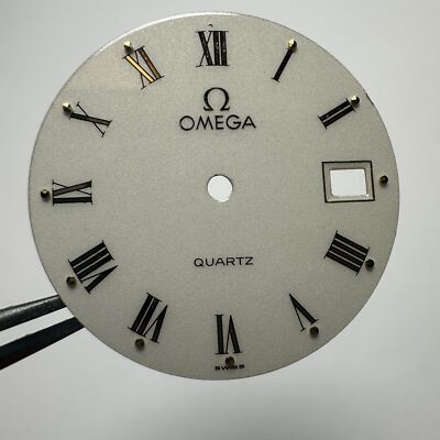 Omega NOS seltenes roundes weißes römisches Bullseye-Zifferblatt für Quarzmodell (Größe in Bildern)
